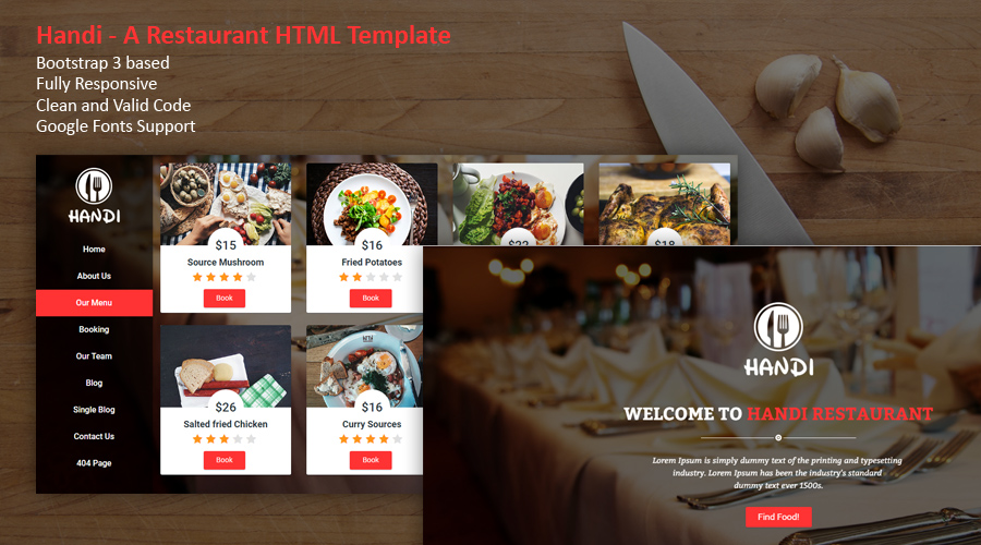 Handi - A Restaurant HTML Responsive Template